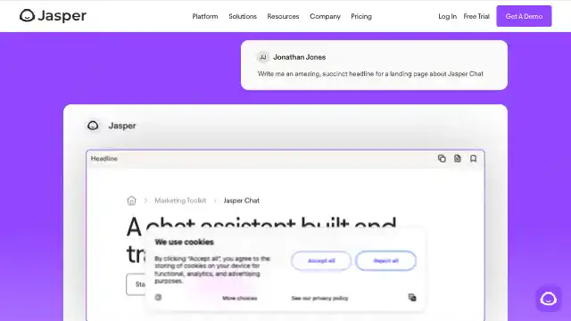 Screenshot of https://www.jasper.ai/chat