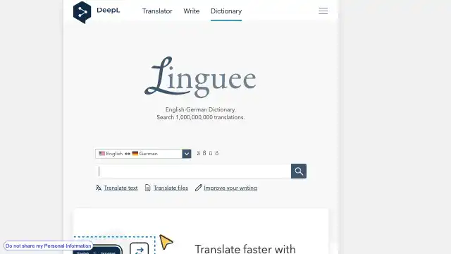 Screenshot of https://www.linguee.com