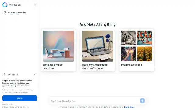 Screenshot of https://www.meta.ai/