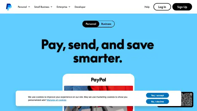 Screenshot of https://www.paypal.com/