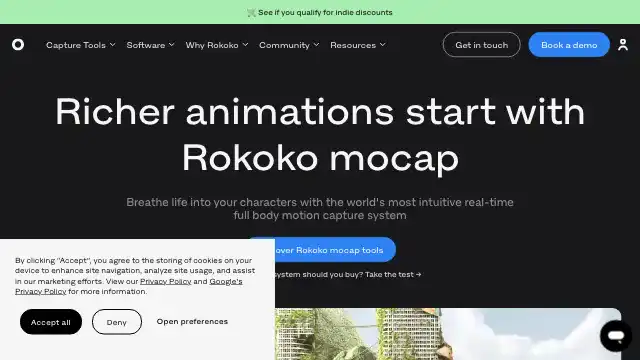 Screenshot of https://www.rokoko.com/