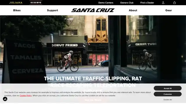 Screenshot of https://www.santacruzbicycles.com/