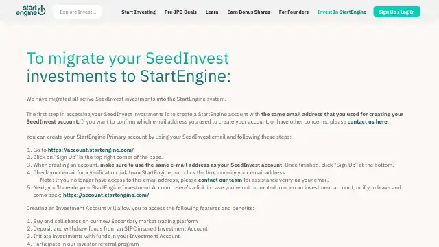 Screenshot of https://www.seedinvest.com/