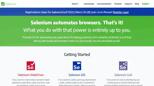 Screenshot of https://www.selenium.dev/