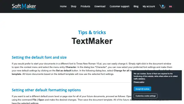 Screenshot of https://www.softmaker.com/textmaker