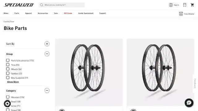 Screenshot of https://www.specialized.com/us/en/shop/cycling-gear/bike-parts