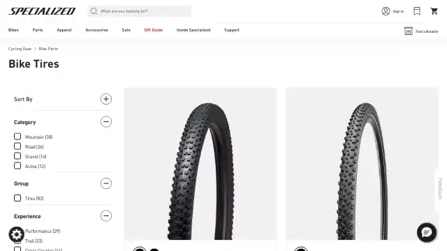 Screenshot of https://www.specialized.com/us/en/shop/cycling-gear/bike-parts/bike-tires