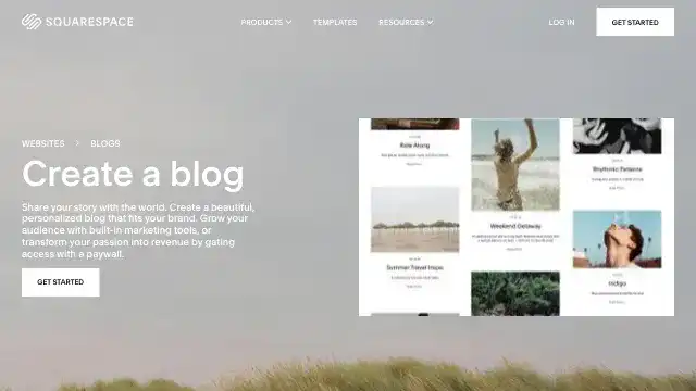 Screenshot of https://www.squarespace.com/websites/create-a-blog