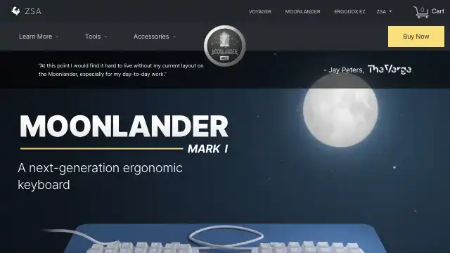 Screenshot of https://www.zsa.io/moonlander/