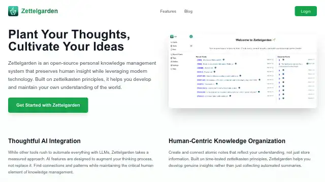 Screenshot of https://zettelgarden.com/