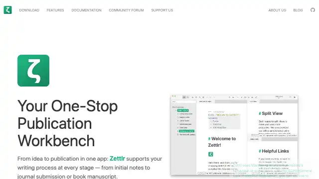 Screenshot of https://zettlr.com/